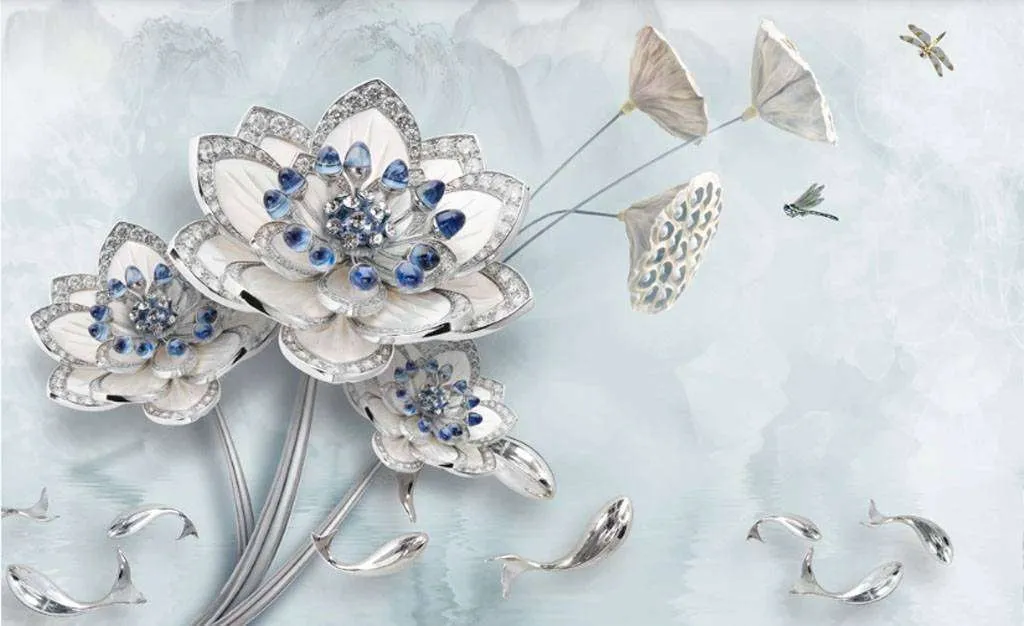 Фотообои в интерьере стеклянный цветок  15-758 фото