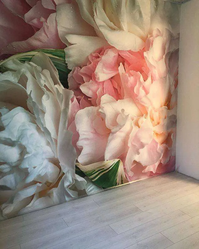 Фотообои в интерьере цветущие пионы  9-1225 фото