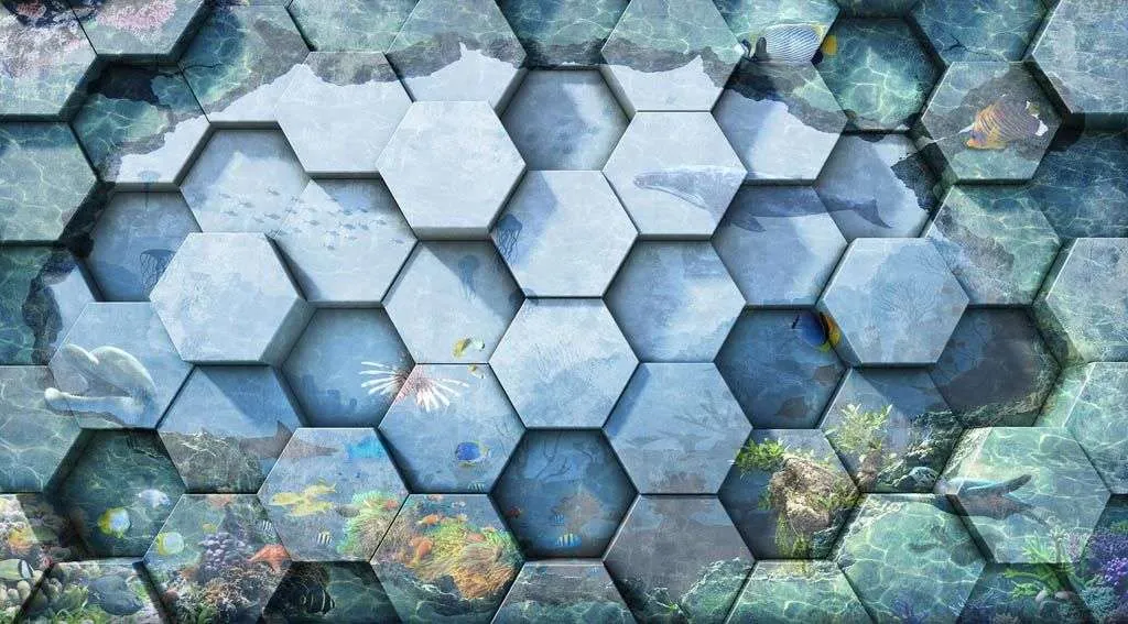 Фотообои в интерьере океан 3д  10-932 фото