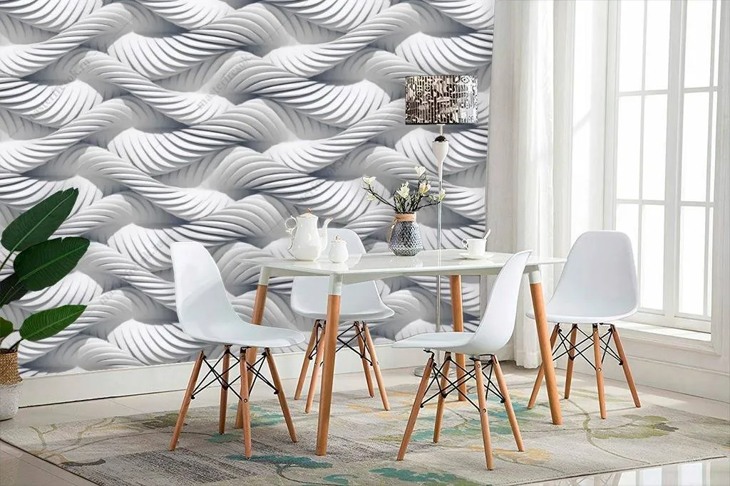 Фотообои в интерьере 3д абстракция волны  10-801 фото