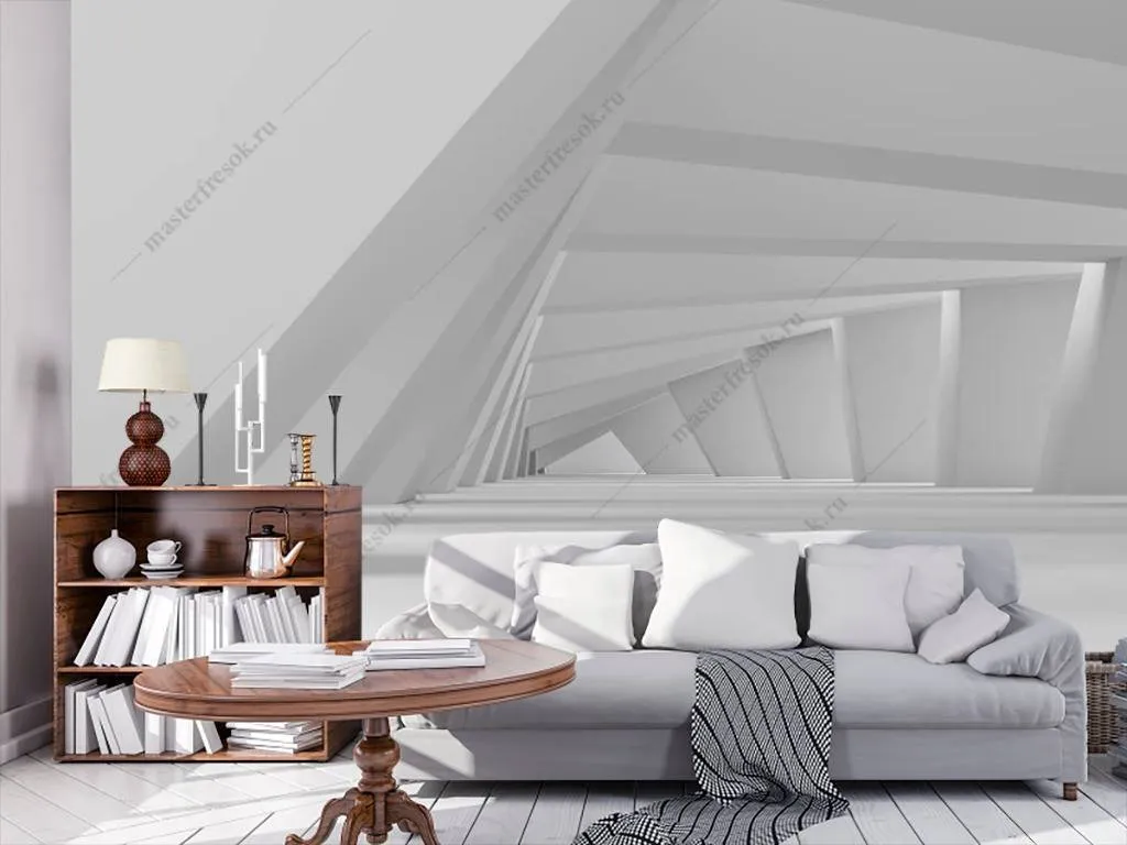 Фотообои в интерьере 3д ломаный коридор  10-790 фото