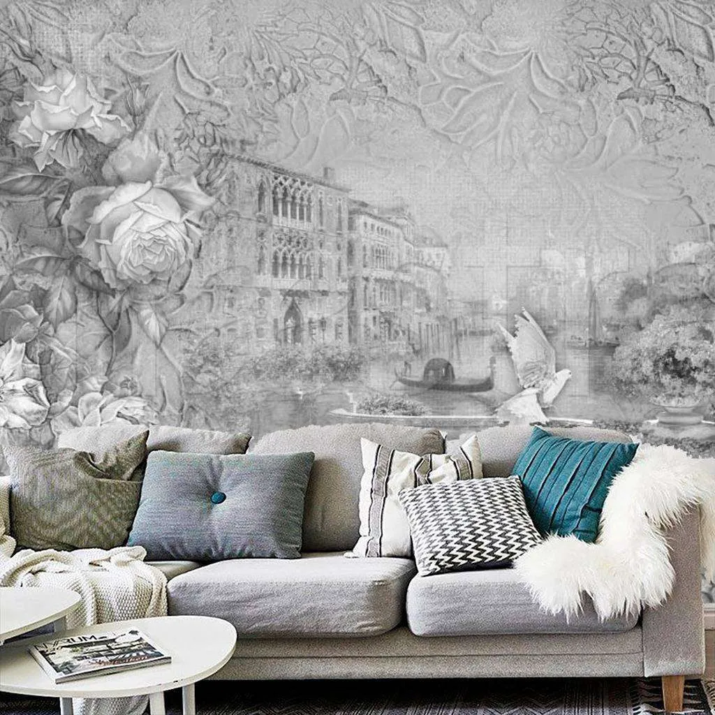 Фотообои Черно белая объемная Венеция  7-490