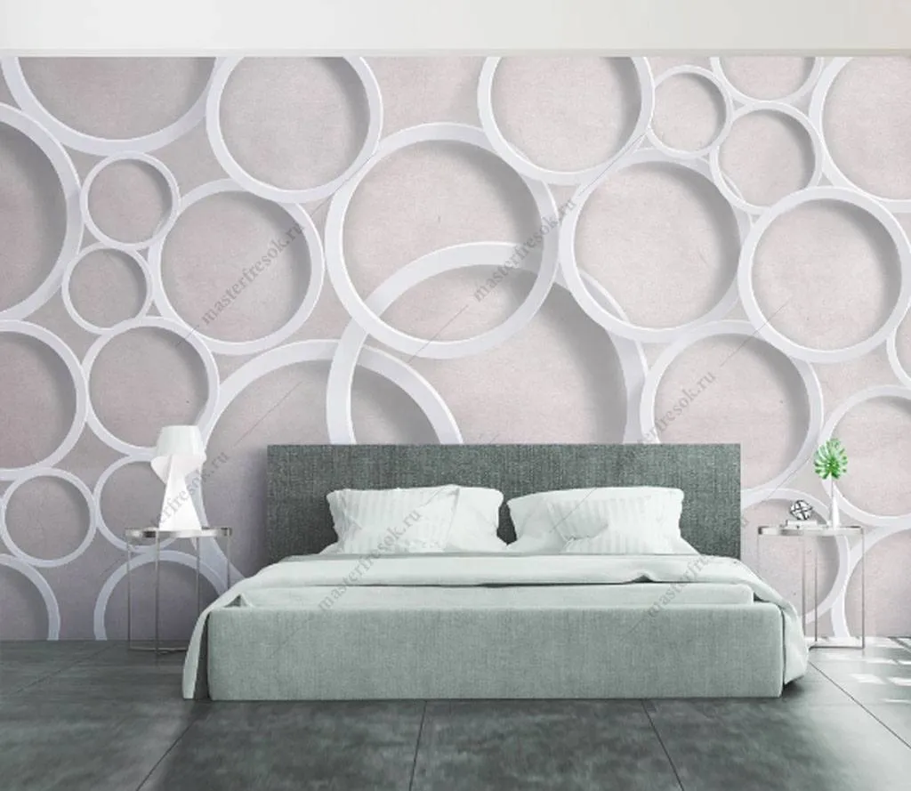 Фотообои в интерьере белые круги  15-819 фото