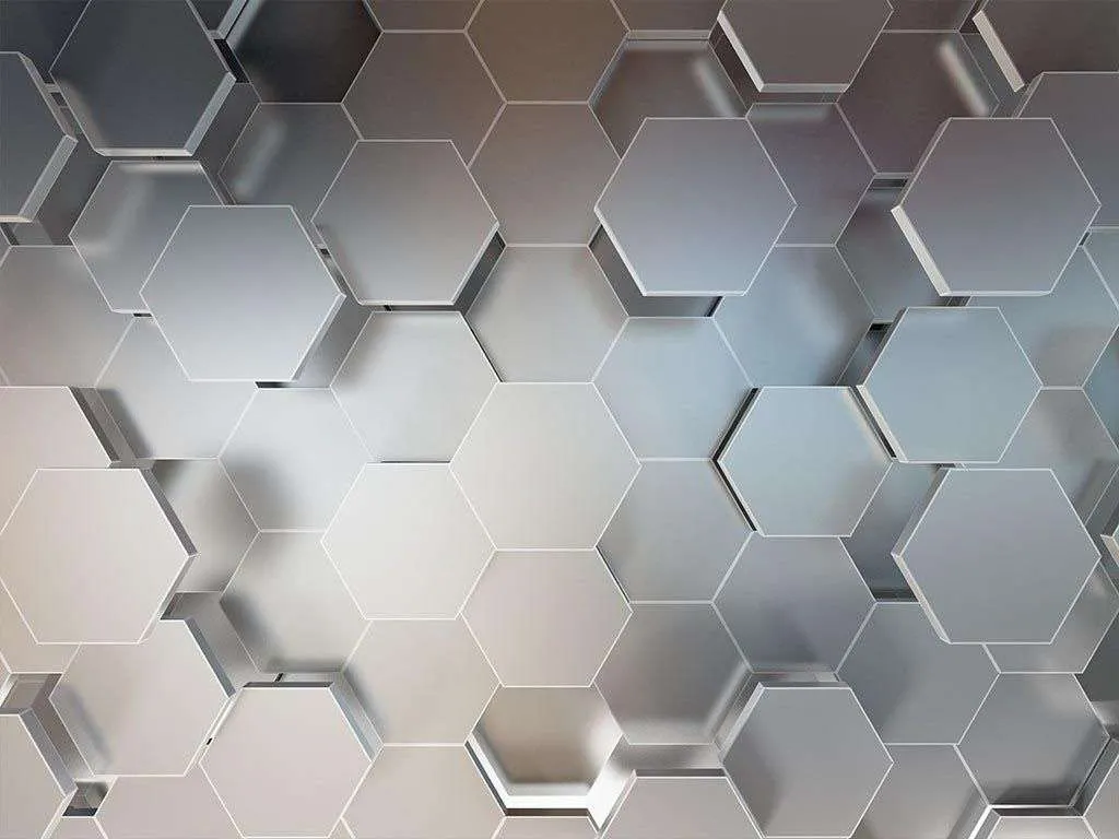 Фотообои в интерьере 3д шестиугольники  10-881 фото