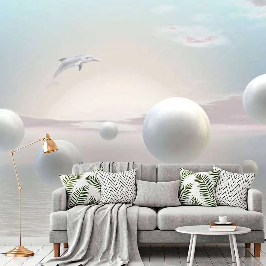 Фотообои в интерьере белые шары  15-610 фото