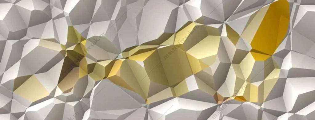 Фотообои в интерьере золотая полигональная текстура  16-092 фото