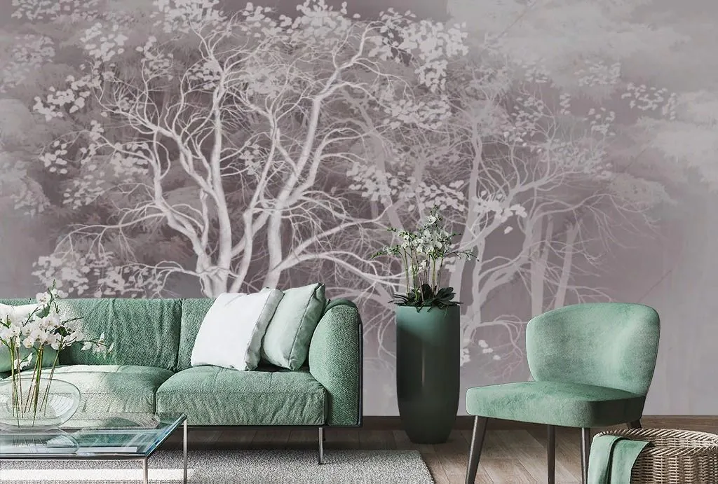 Фотообои Деревья на бежевом фоне  13-357