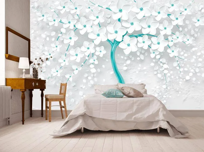 Фотообои Дерево 3д с золотыми цветами  10-741