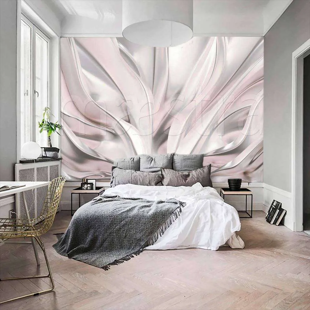 Фотообои в интерьере абстракция в серебряных тонах  9-154 фото