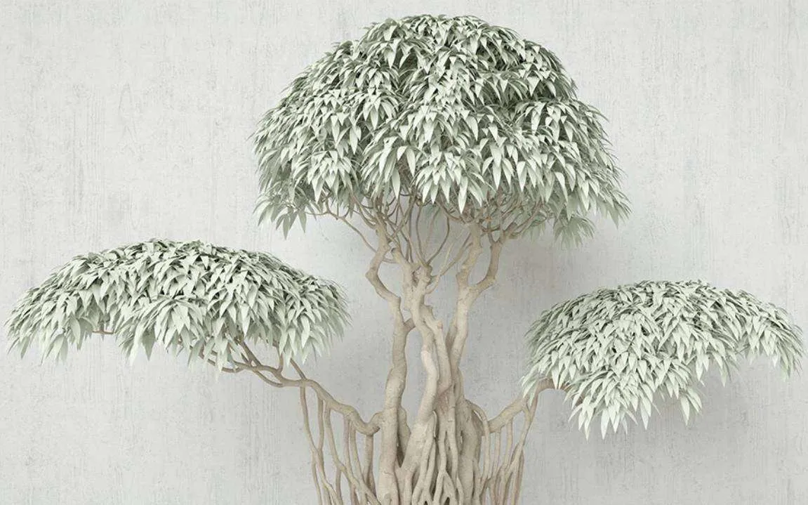 Фотообои в интерьере стереоскопическое дерево зеленое  15-400 фото