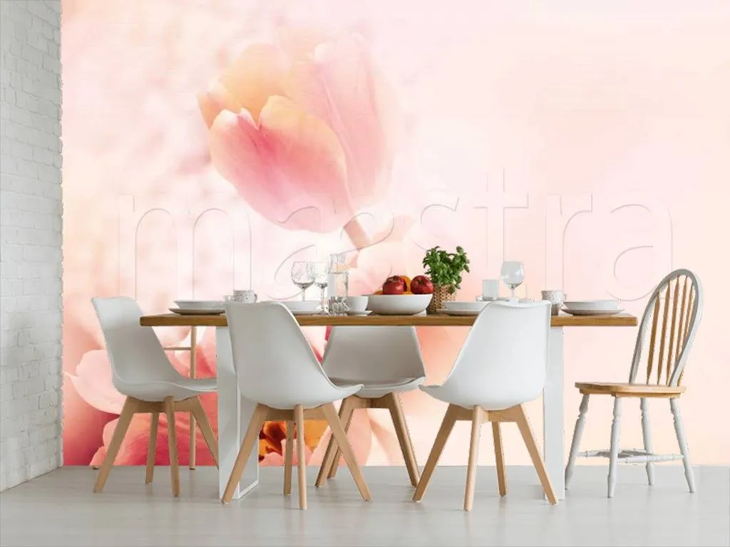 Фотообои в интерьере пышный тюльпан  10-124 фото