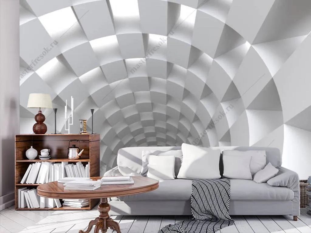 Фотообои в интерьере 3д белый коридор  10-783 фото