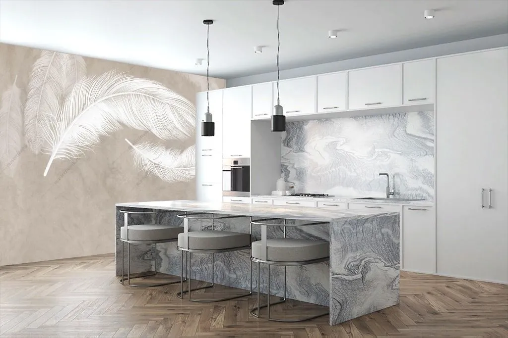 Фотообои в интерьере белое перышко  14-302 фото