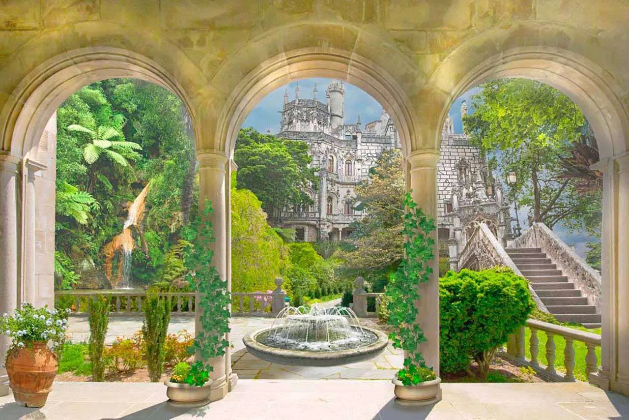 Фотообои в интерьере парк в старинном замке  5-076 фото