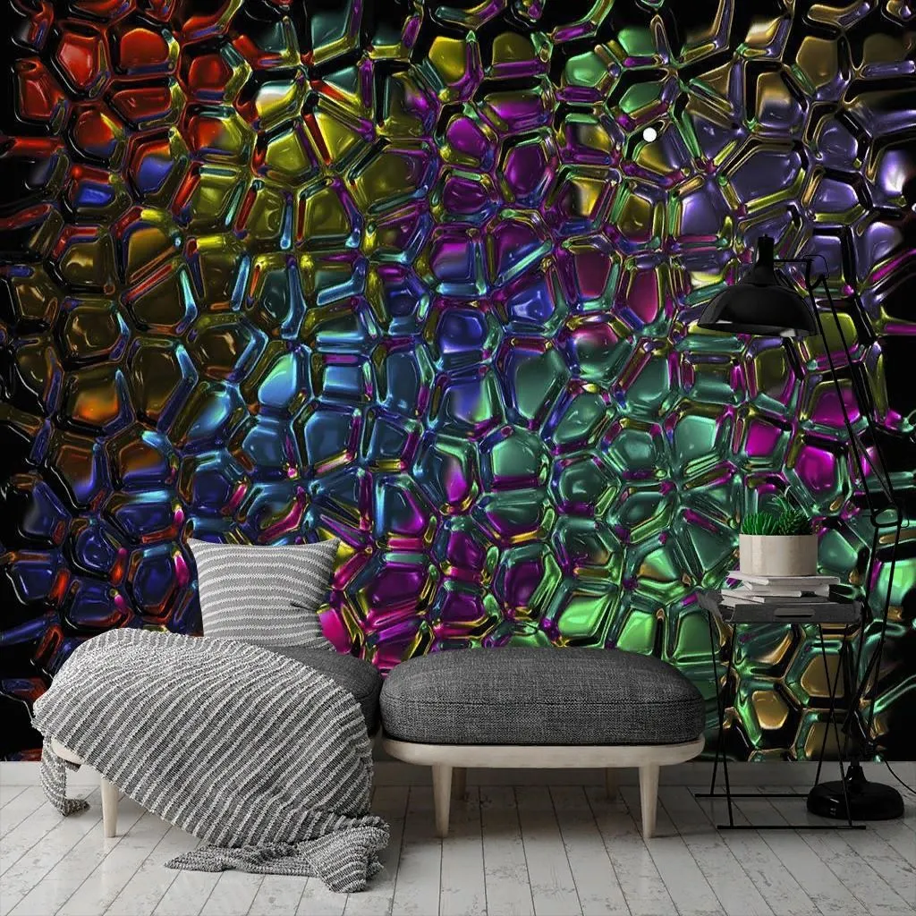 Фотообои в интерьере цветная мозаика  9-1429 фото