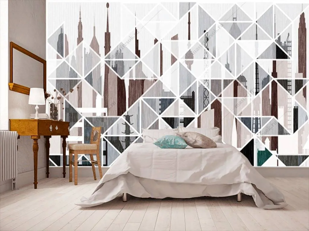 Фотообои в интерьере геометрическая композиция  15-837 фото