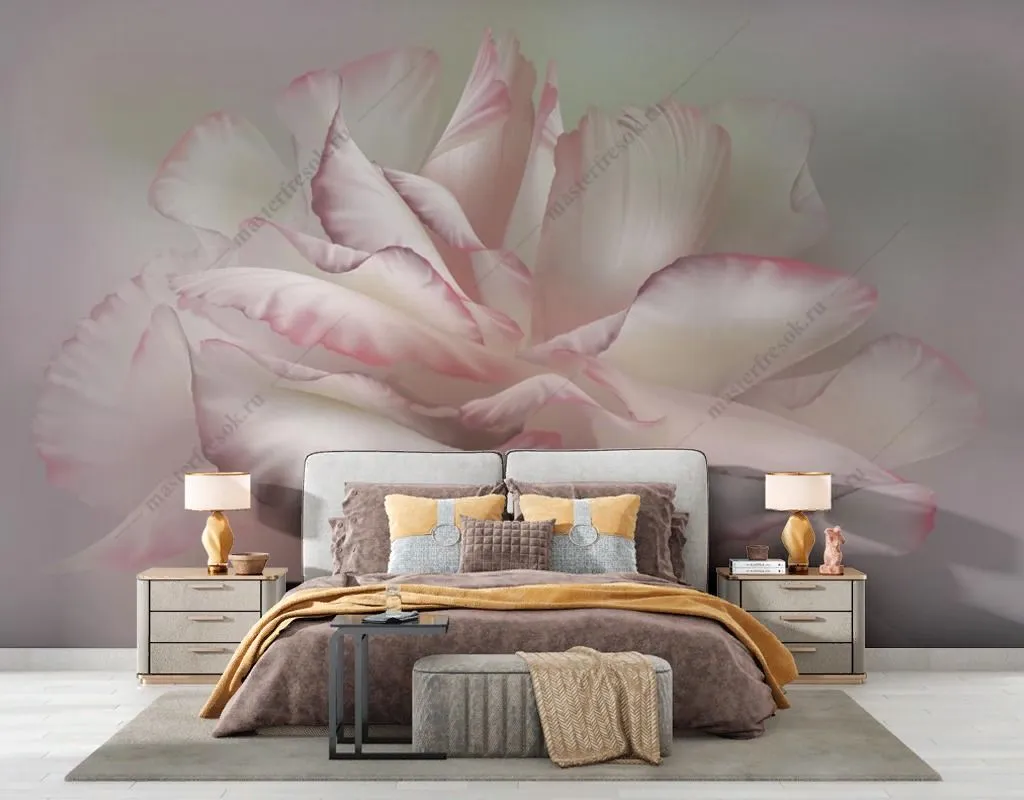 Фотообои в интерьере лепестки пиона  13-483 фото