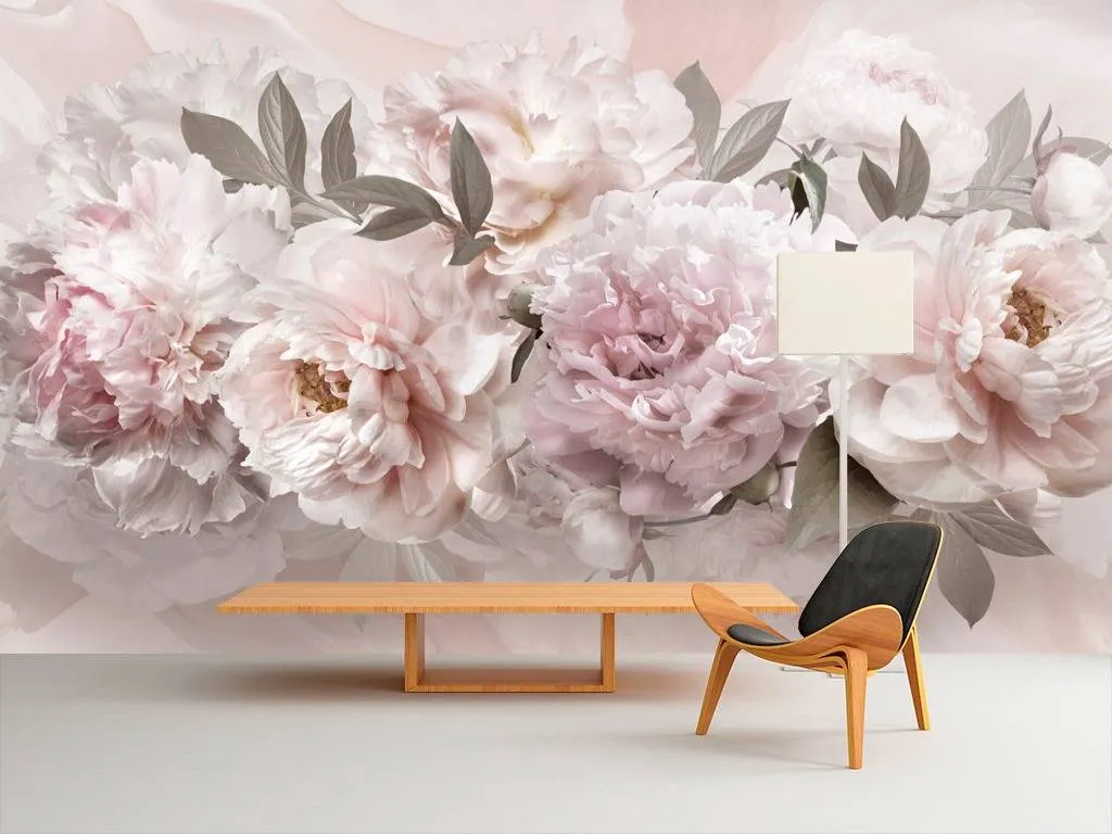 Фотообои в интерьере пышные пионы  13-086 фото