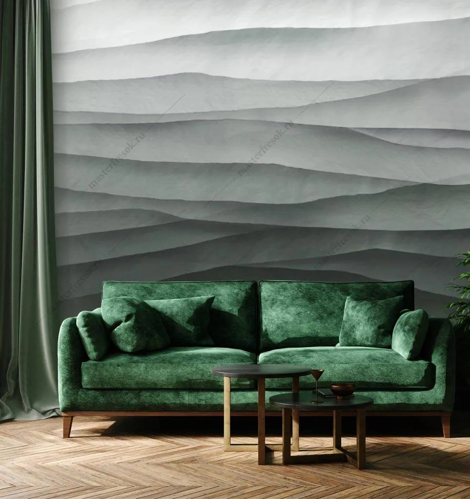 Фотообои в интерьере волны геометрия  9-1250 фото