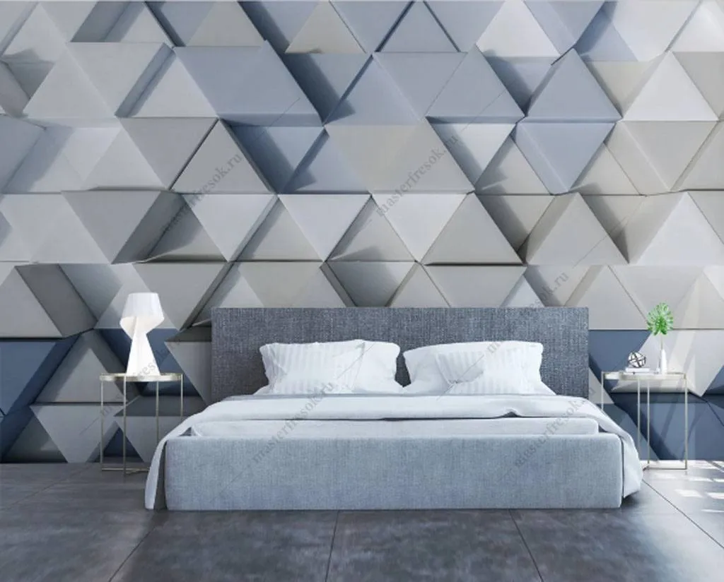 Фотообои в интерьере мозаика из треугольников  15-812 фото