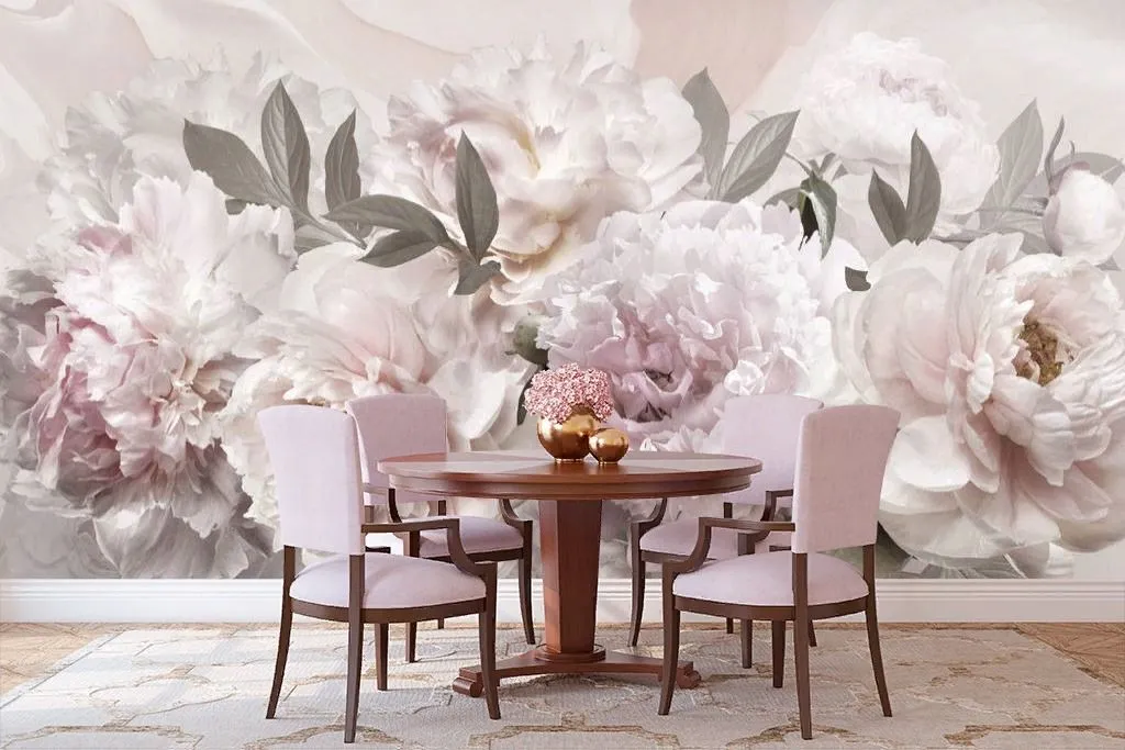 Фотообои в интерьере пышные пионы  13-086 фото