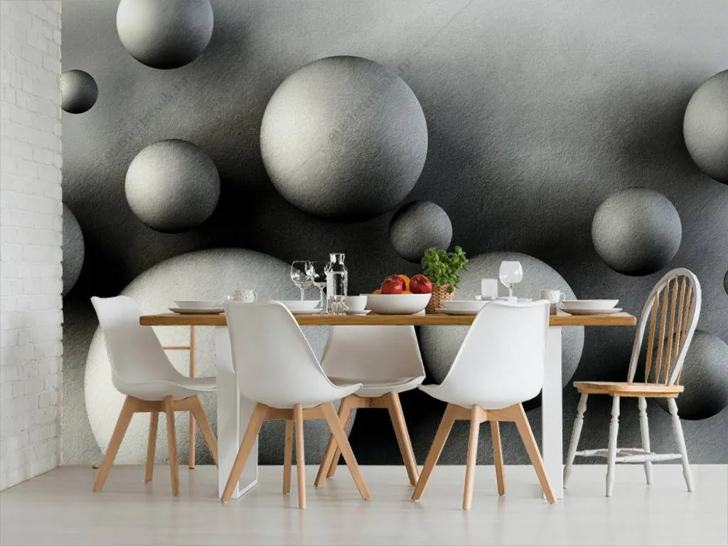 Фотообои в интерьере 3д шары  10-654 фото