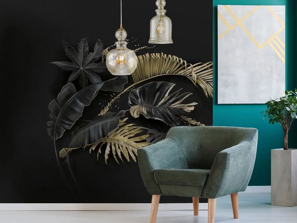 Фотообои Золотые тропические ветви  10-985