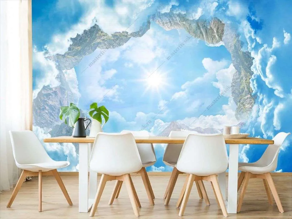 Фотообои в интерьере небо с облаками  10-934 фото