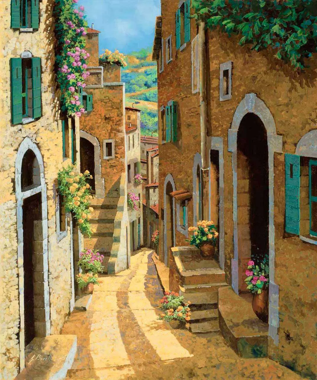 Фотообои в интерьере узкая улочка, уходящая вдаль  8-033 фото
