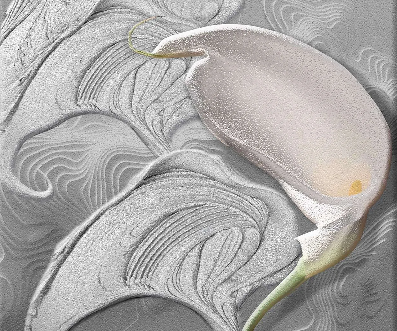 Фотообои в интерьере 3д каллы мазками  7-555 фото