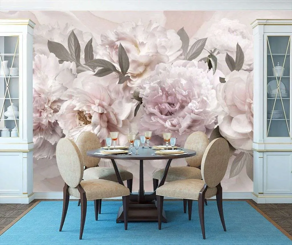 Фотообои в интерьере пышные пионы  13-086 фото