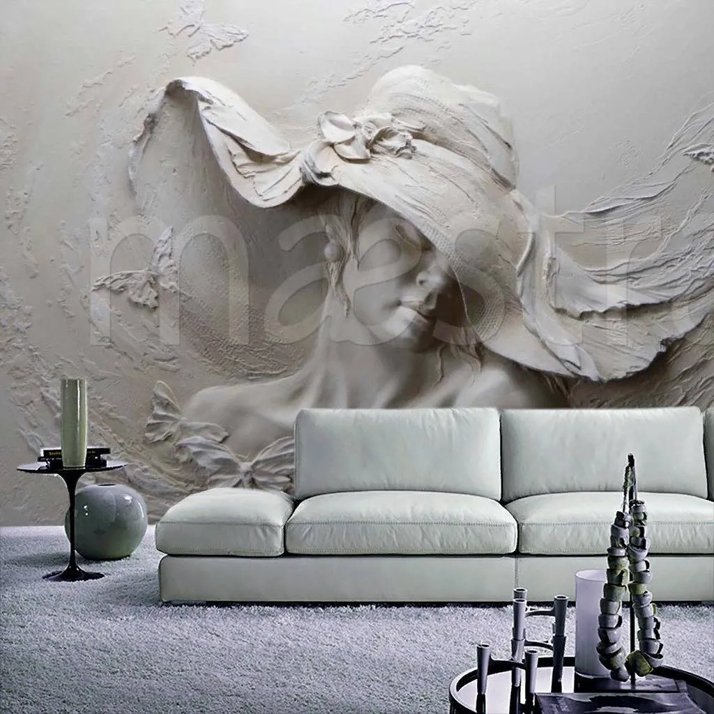 Фотообои в интерьере женщина в шляпе  7-817 фото