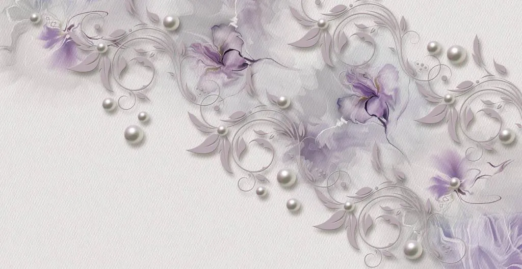 Фотообои в интерьере сиреневые цветы  10-851 фото