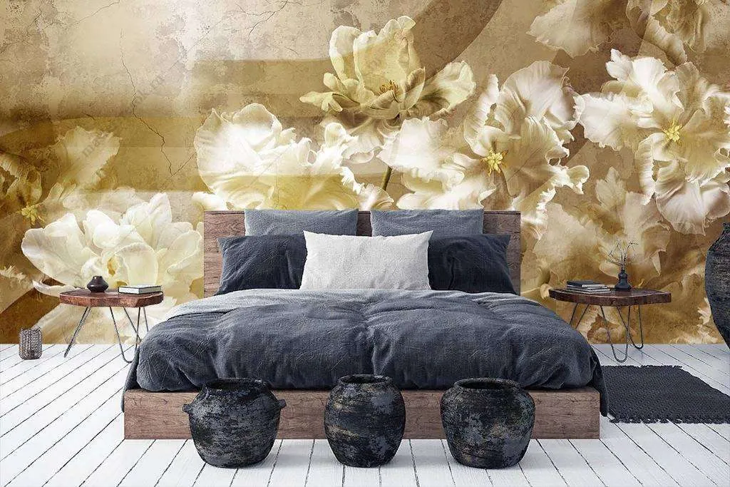 Фотообои в интерьере романтические ирисы  10-878 фото