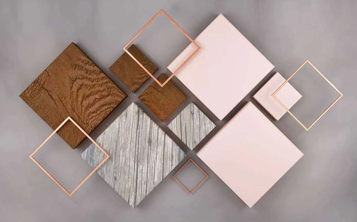 Фотообои в интерьере 3д стереоскопические розовые квадраты  15-366 фото