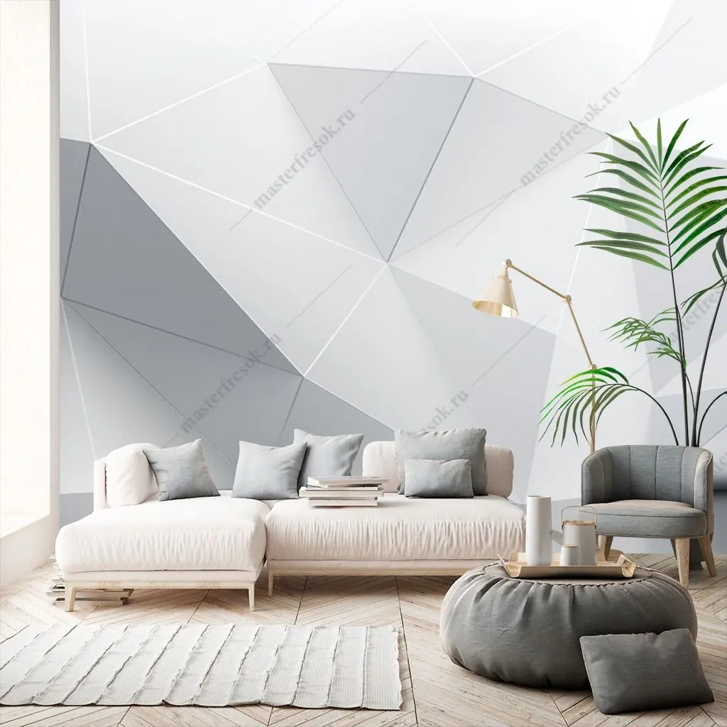 Фотообои в интерьере 3д белая стена  9-1443 фото