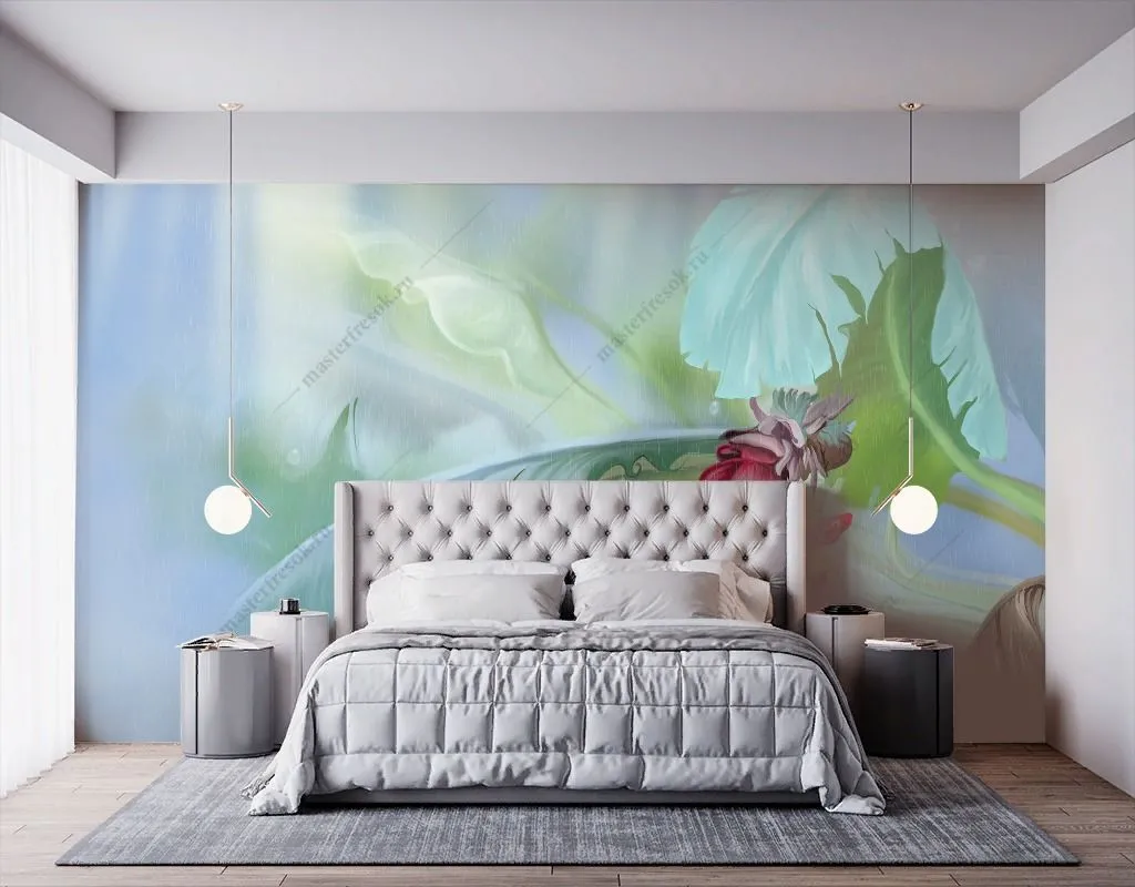 Фотообои в интерьере лист пальмы 3д  13-379 фото