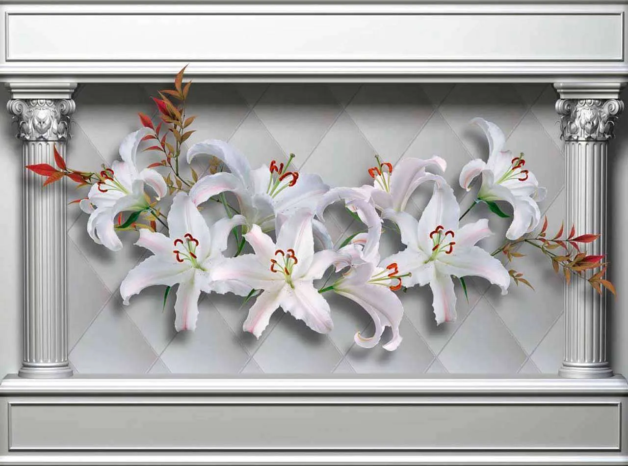 Фотообои в интерьере лилии 3д  7-777 фото