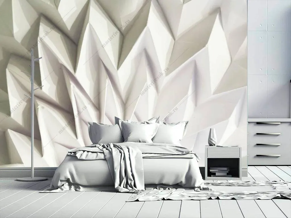 Фотообои в интерьере 3д светлая геометрия  10-786 фото