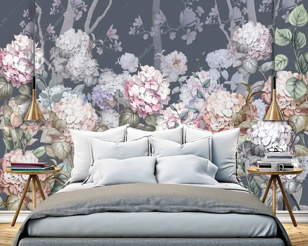 Фотообои в интерьере гортензии  13-115 фото