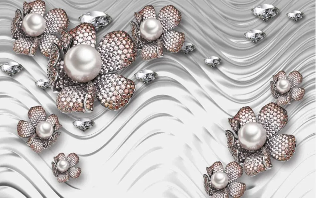 Фотообои в интерьере цветы на волнах  15-808 фото