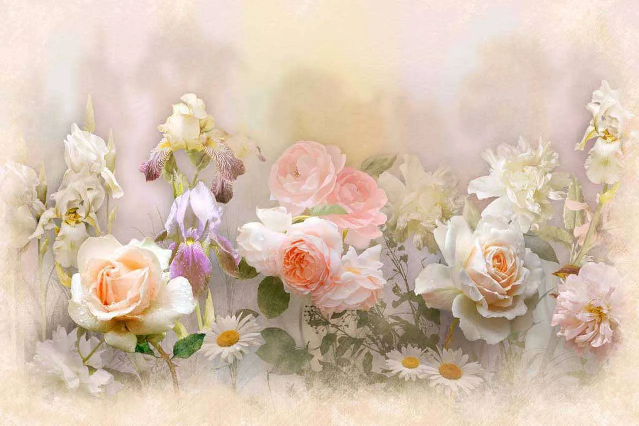 Фотообои в интерьере крупные розы на стену  7-684 фото