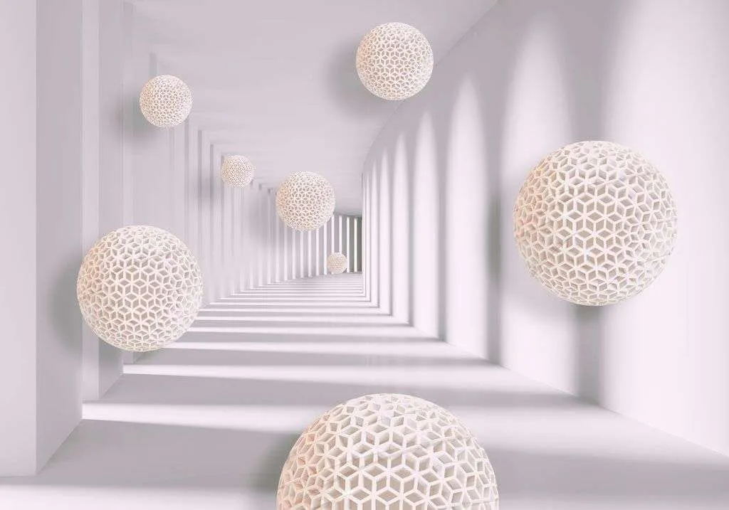 Фотообои в интерьере 3д тоннель с шарами  10-653 фото