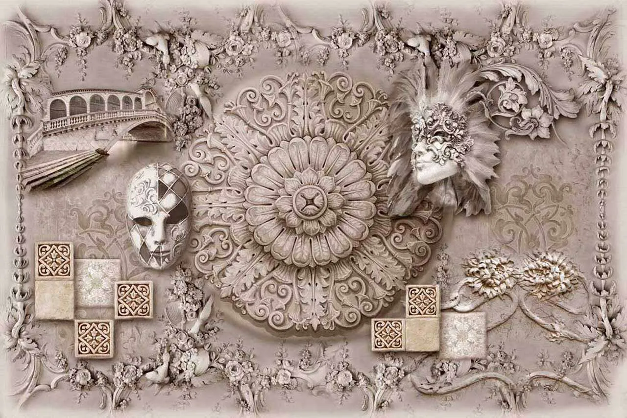 Фотообои в интерьере маски  7-495 фото