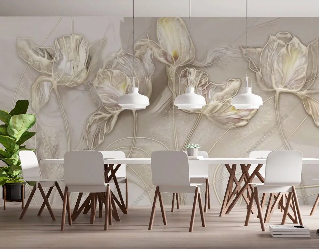 Фотообои в интерьере маки золотые  13-567 фото