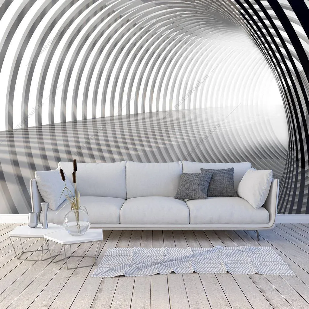 Фотообои 3д серебряный коридор  10-824
