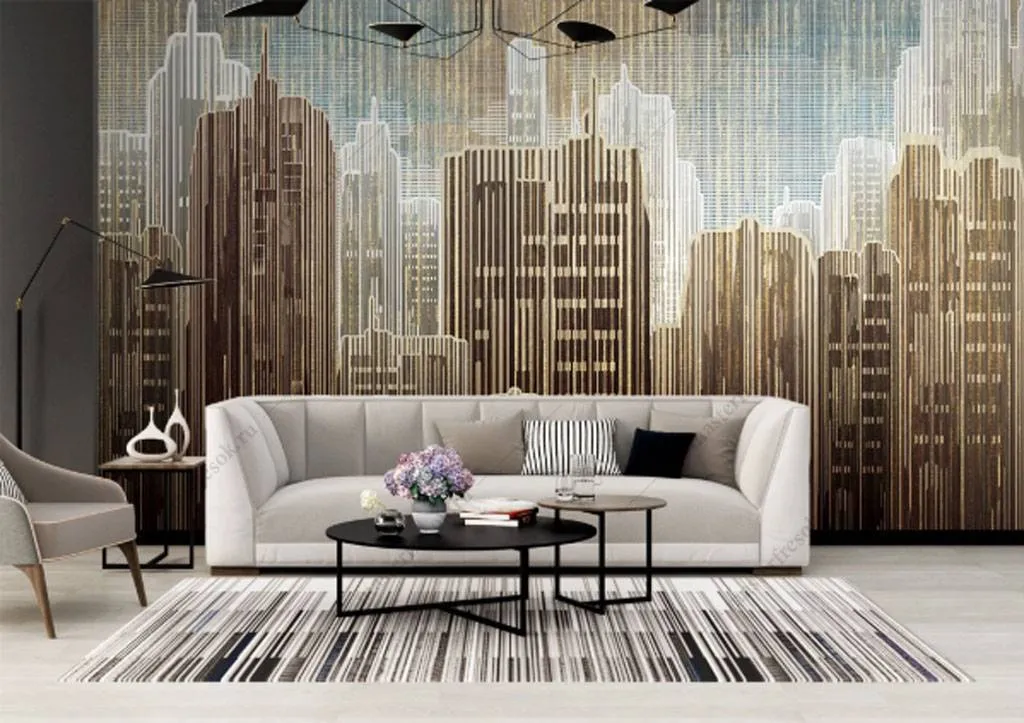 Фотообои в интерьере современный город  15-845 фото