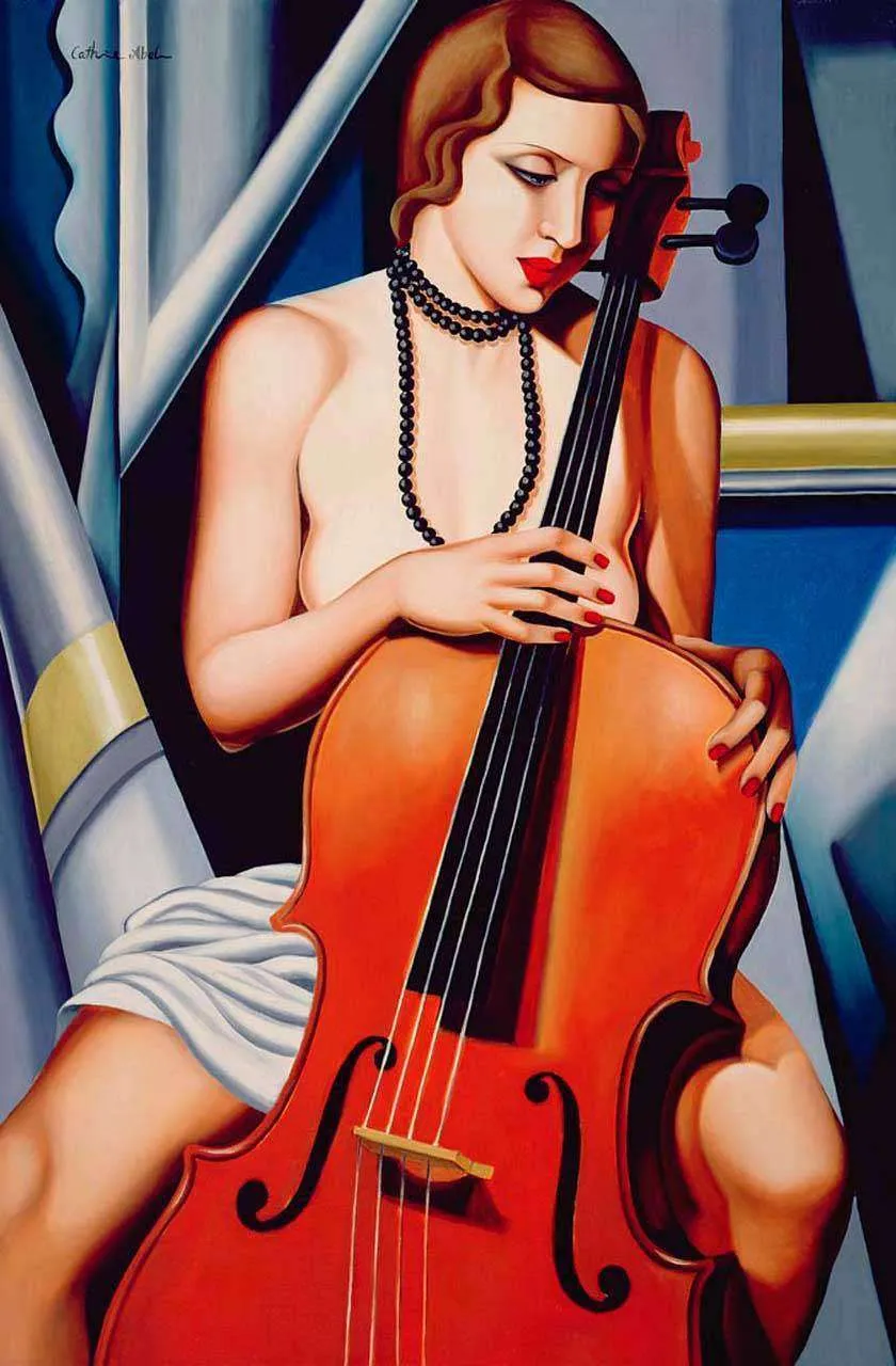 Фотообои в интерьере екатерина абель - женщина с виолончели  8-300 фото