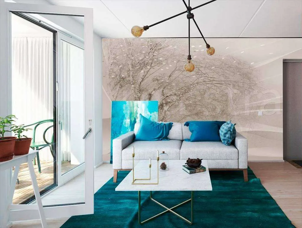 Фотообои в интерьере дерево на ветру в дымке  7-672 фото