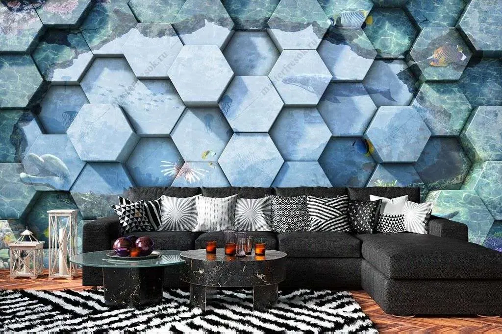 Фотообои в интерьере океан 3д  10-932 фото